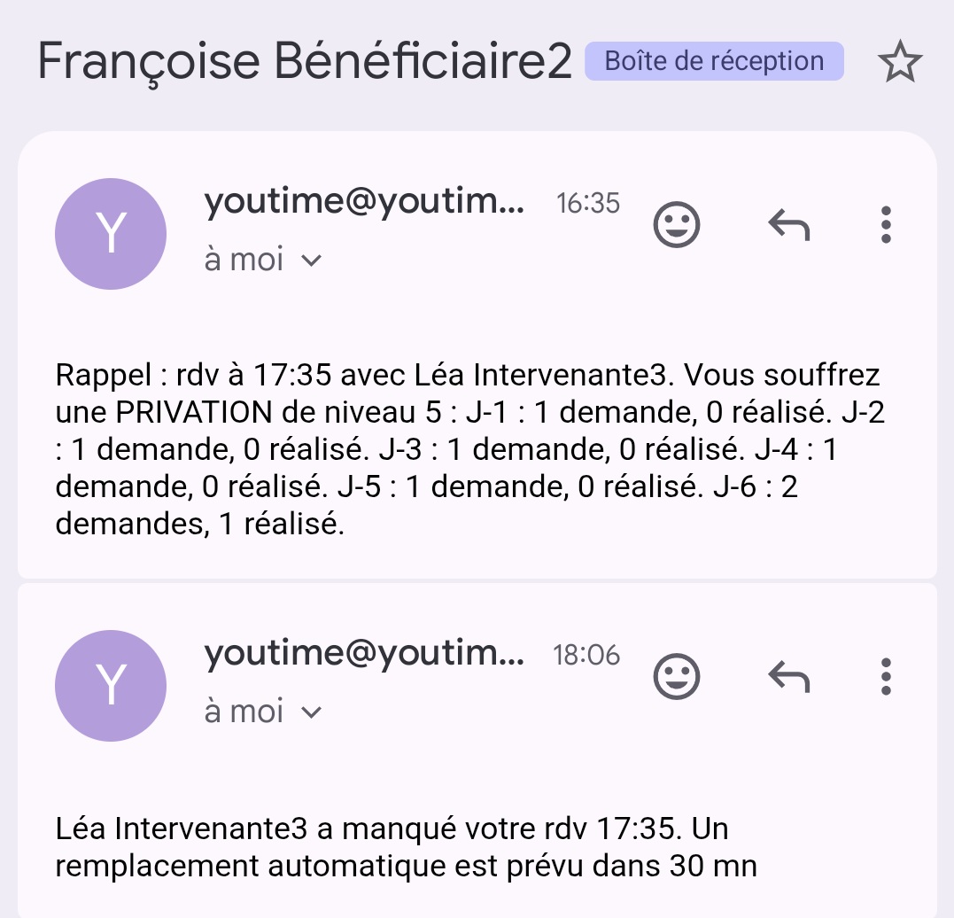 YouTime informe la personne âgée et sa famille